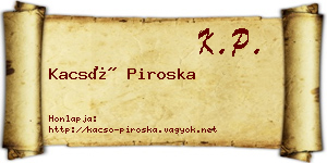Kacsó Piroska névjegykártya